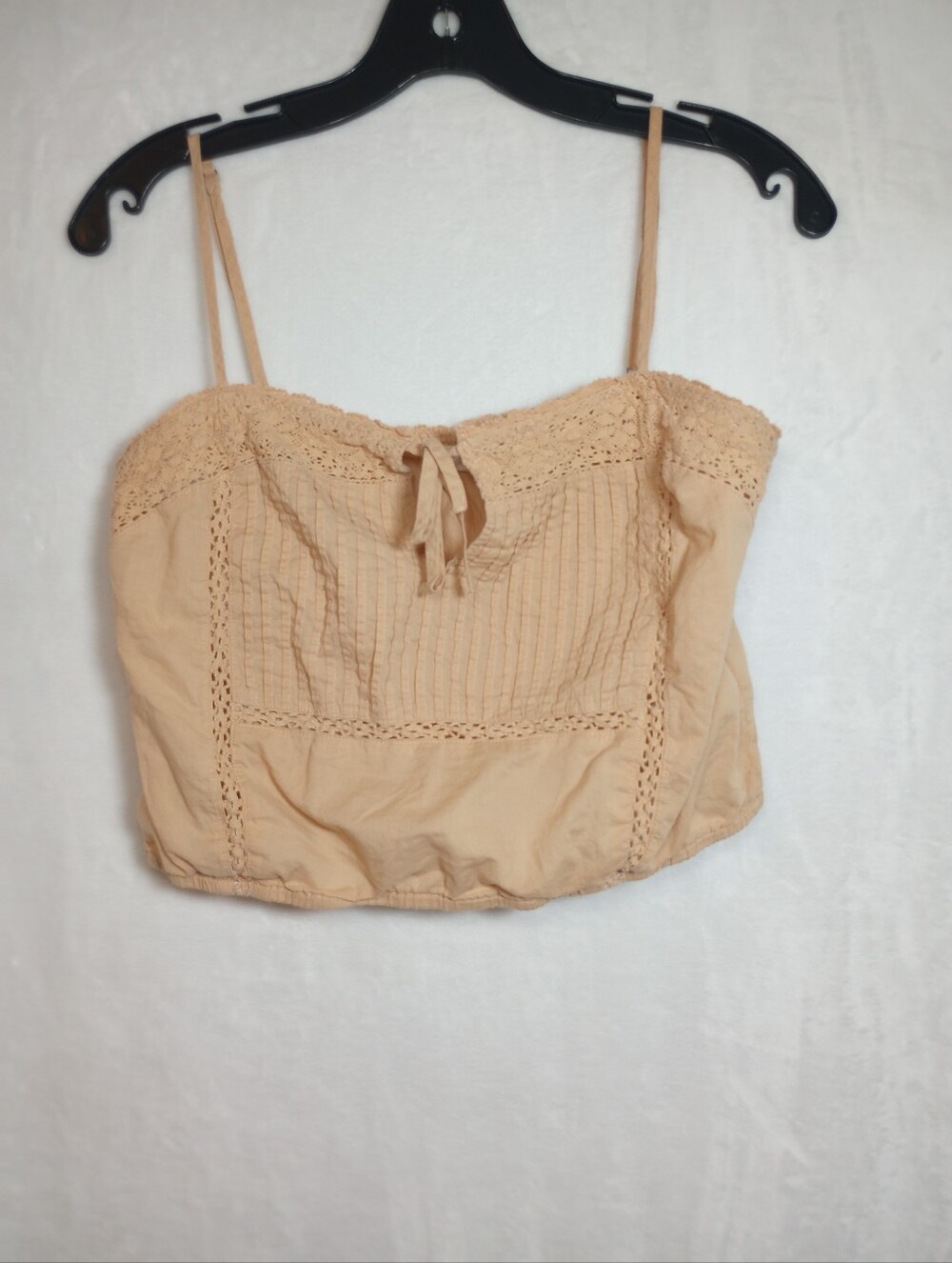 Y2K Light Academia Prairie Cottage Lace Cream Crop Top Ruched Milkmaid Tan Tank